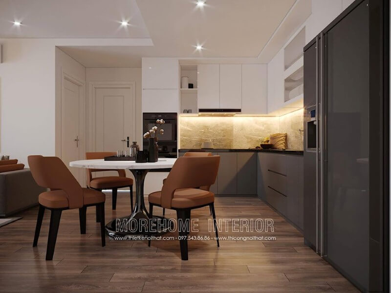 Mẫu tủ bếp gỗ công nghiệp Acrylic mang lại cho phòng bếp sang trọng và tinh tế hơn cả Tủ bếp gỗ công nghiệp và tủ bếp acrylic