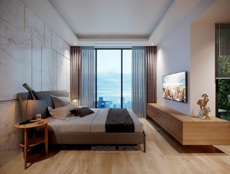 Xu hướng lựa chọn giường ngủ hiện đạiđược các gia đình trẻ hiện nay lựa chọn Mẫu nội thất chung cư đẹp