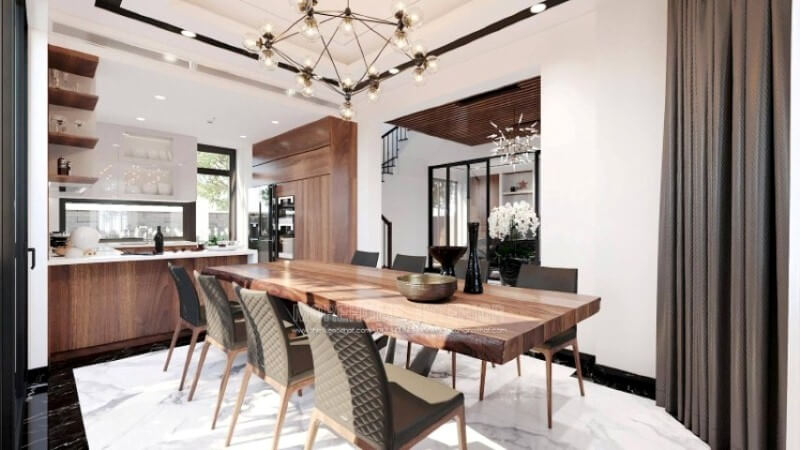 Mẫu tủ bếp đẹp hình chữ U với thiết kế bàn đảo liền mạch sẽ là một gợi ý tuyệt vời cho không gian bếp vuông vắn mà không cần tốn quá nhiều diện tích. Tủ bếp hiện đại