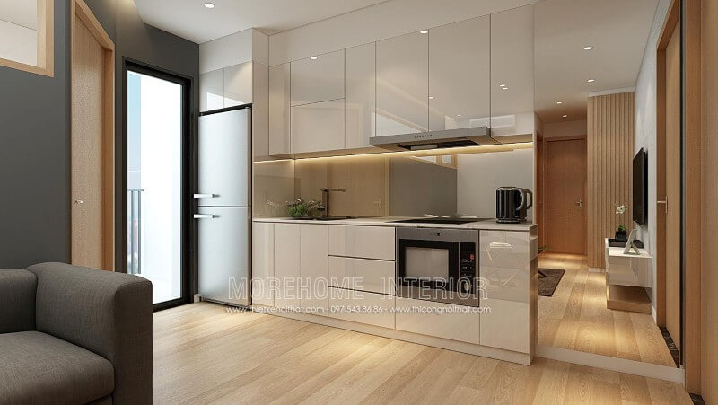 Tủ bếp gỗ chữ i phong cách hiện đại, tinh tế Tủ bếp hiện đại