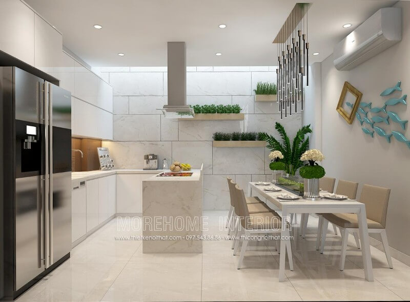 Tưởng chừng như tủ bếp chữ U thường chỉ sử dụng cho căn bếp có diện tích nhỏ, tuy nhiên, với sự kết hợp khéo léo giữa kiểu dáng, chất liệu, tone màu... mẫu tủ bếp hiện đại mang lại sự sang trọng mà không hề bí bách Tủ bếp hiện đại
