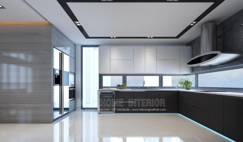 Tủ bếp hiện đại hình chữ L tận dụng được không gian góc, tiết kiệm diện tích phòng bếp mang lại sự thông thoáng, thoải mái Tủ bếp đẹp