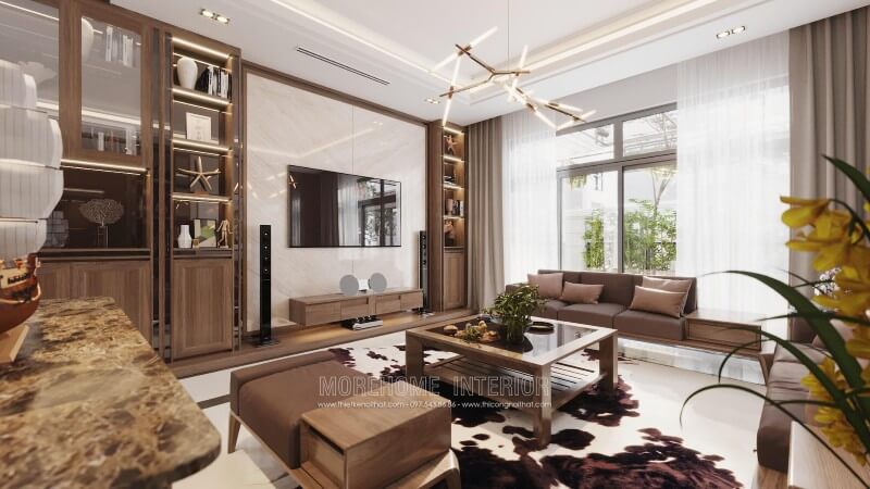 Thiết kế nội thất phòng khách biệt thự cao cấp phong cách hiện đại thiết kế chung cư