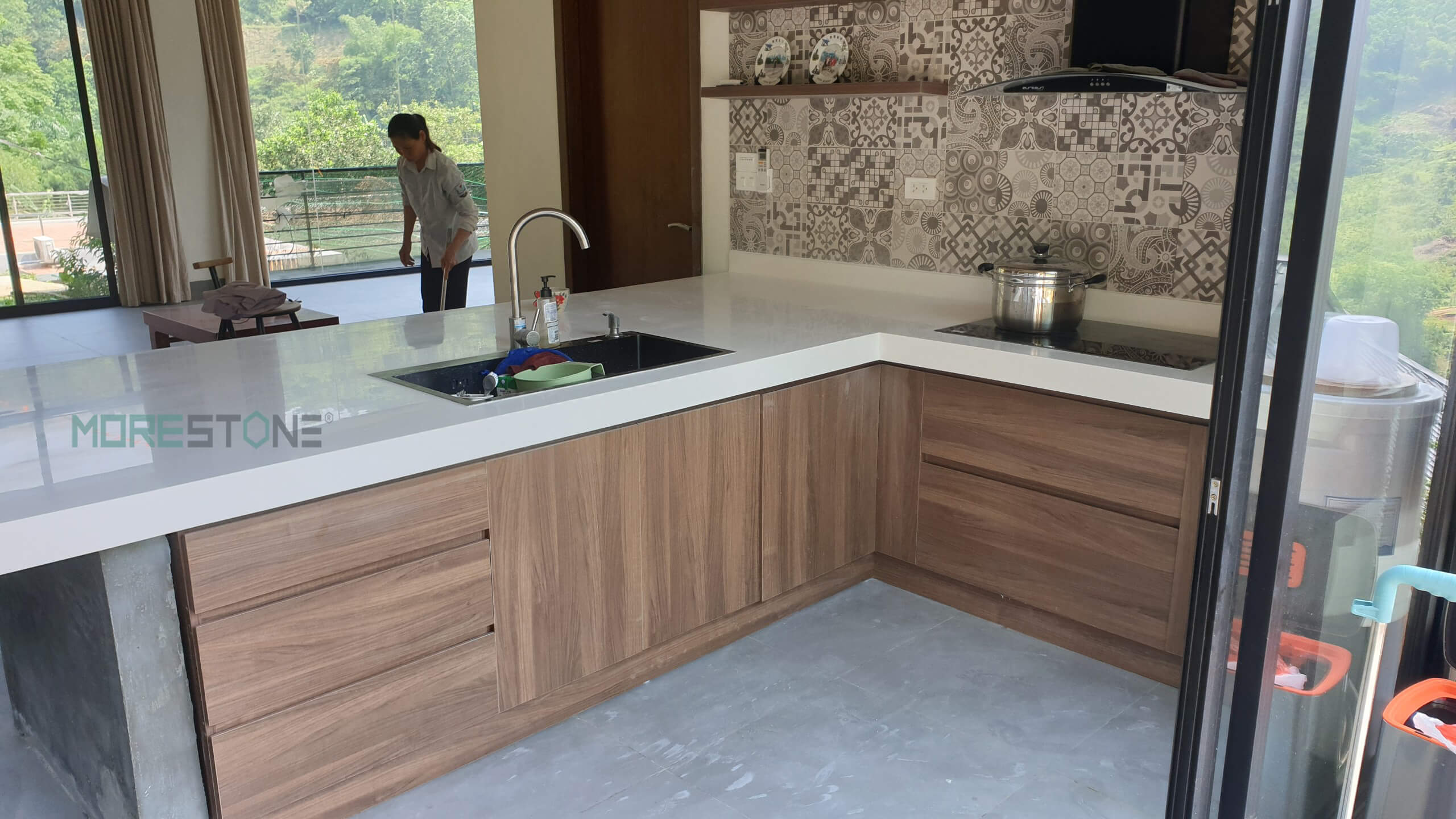 Thi công đá ốp bếp solid surface Himacs nhập khẩu trực tiếp LG Hàn Quốc Đá nhân tạo solid surface