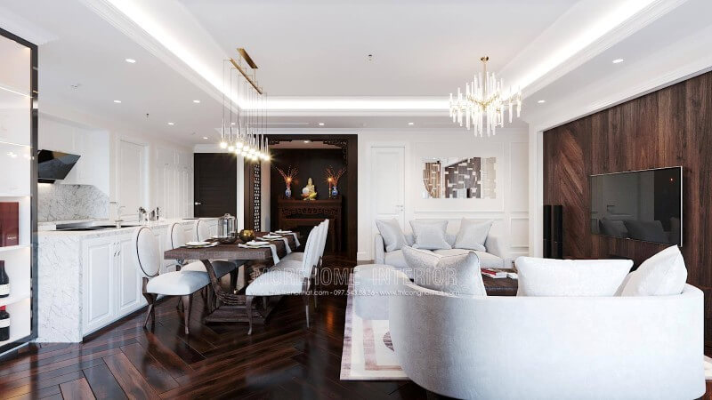 Mẫu tủ bếp tân cổ điển không bao giờ lỗi mốt hiện nay Thiết kế chung cư