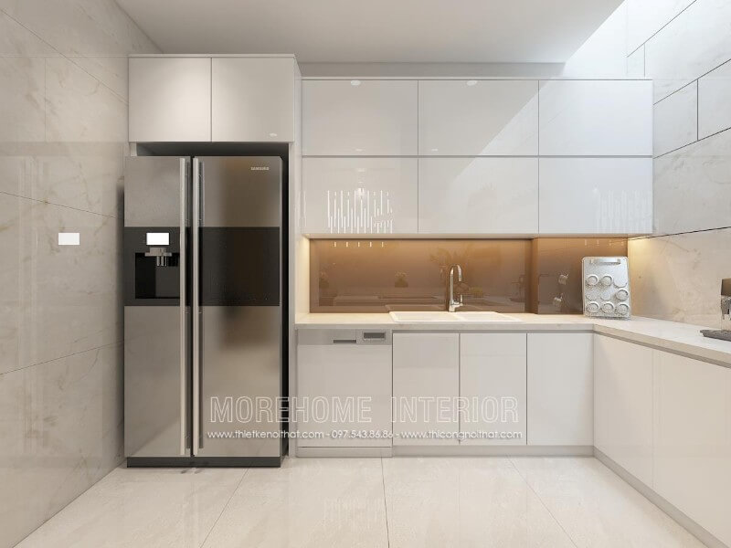 Lựa chọn tủ bếp màu trắng tinh tế mang lại không gian sang trọng và nhẹ nhàng hơn Tủ bếp màu trắng