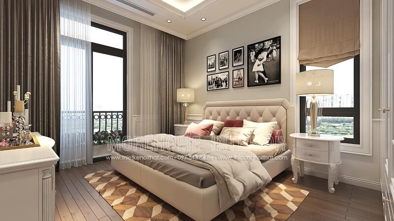 Giường ngủ chung cư tân cổ điển Giường ngủ chung cư tân cổ điển