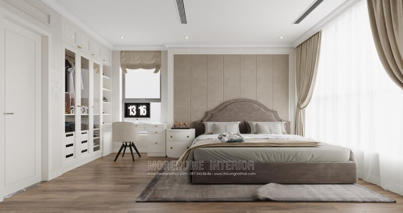 Giường ngủ chung cư tân cổ điển Giường ngủ chung cư tân cổ điển