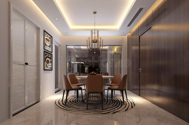 Nội thất phòng ăn chung cư hiện đại và tiện nghi với chất liệu gỗ công nghiệp Mẫu thiết kế nội thất chung cư đẹp