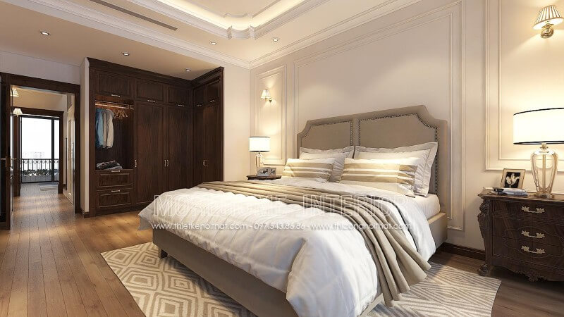 Giường ngủ chung cư tân cổ điển Giường ngủ chung cư tân cổ điển