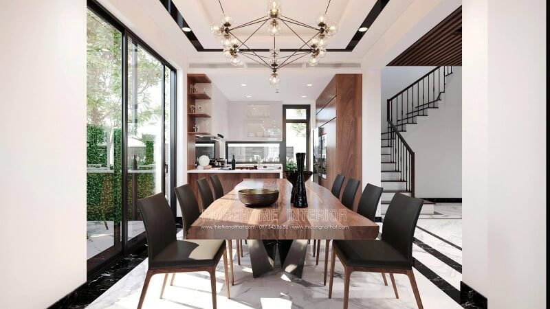 Mẫu thiết kế nôi thất phòng ăn biệt thự tinh tế Thiết kế phòng ăn biệt thự