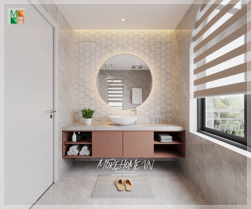 Trang trí phòng tắm với phong cách hiện đại màu sắc đan xen đẹp mắt mang lại một không gian mới mẻ thoải mái tiện nghi.