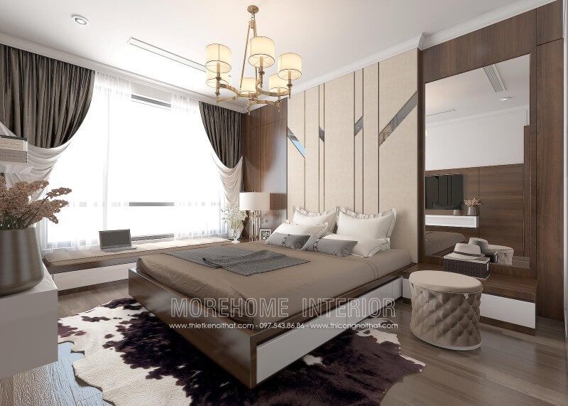 Mẫu giường ngủ gỗ công nghiệp đơn giản nhưng không kém phần độc đáo