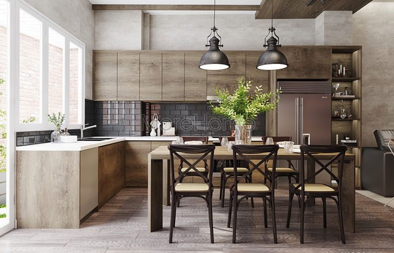 Mẫu bàn ăn gỗ dành cho 6 người đơn giản, hiện đại