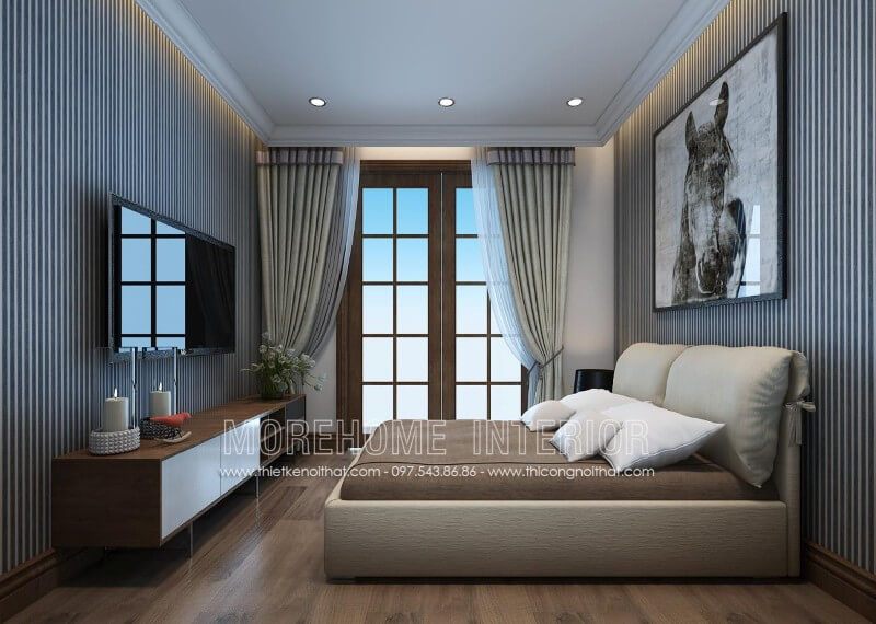 Không quá cầu kỳ về kiểu dáng, nhẹ nhàng về màu sắc, mẫu giường ngủ bọc vải hiện đại mang đến cho gia chủ không gian phòng ngủ sang trọng và thoải mái nhất