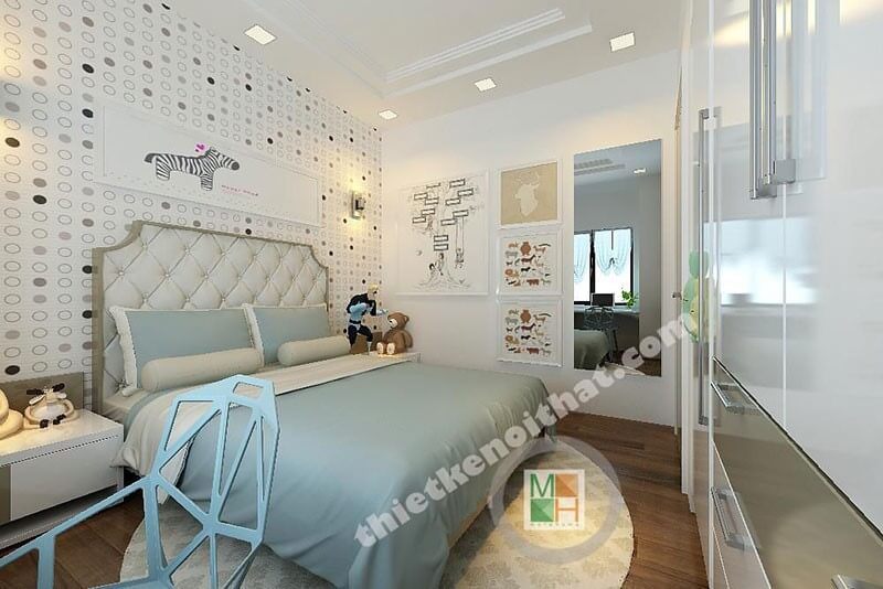 Mẫu giường ngủ bọc da đầu giường với điểm nhấn tân cổ điển sang nét sang trọng, ấn tượng cho không gian phòng ngủ