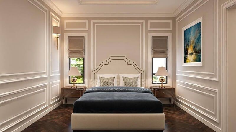 Sắp xếp cửa sổ phòng ngủ ngay đầu giường giúp không gian luôn được thông thoáng.