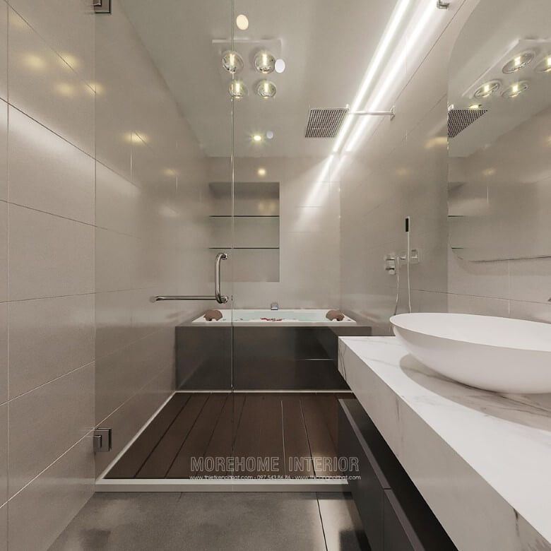 MoreStone mang đến cho quý khách hàng dòng đá ốp lát bàn lavabo màu trắng vân mây đẹp sang trọng