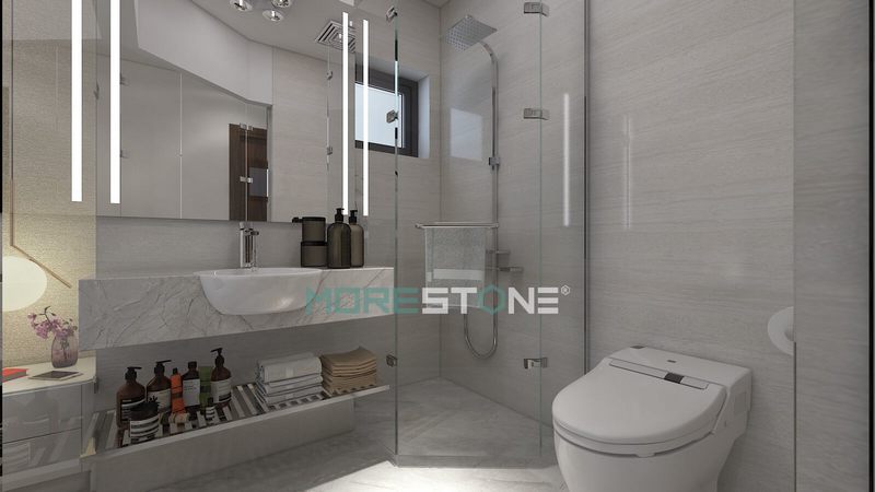Ốp đá phòng tắm nên sử dụng đá tự nhiên để chống trầy xước, độ bóng cao, không bị xỉn màu