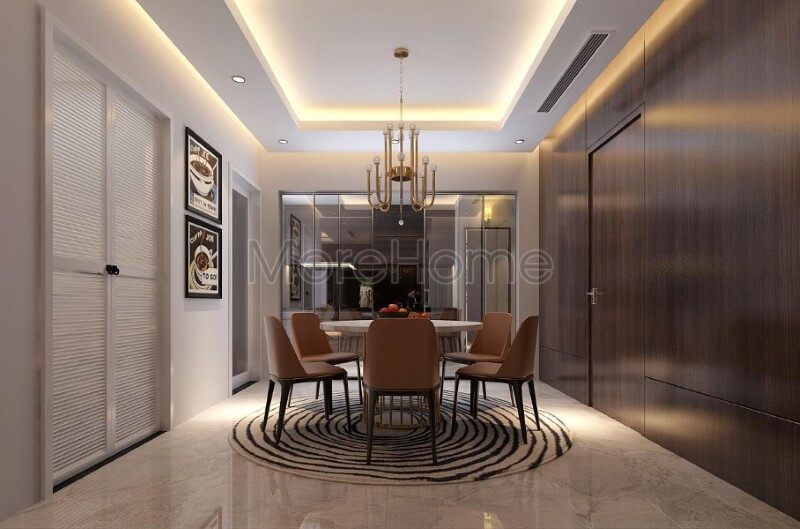 .
Bộ bàn ghế ăn gỗ tự nhiên đơn giản và không có họa tiết phức tạp, nhưng vẫn tạo nên một không gian trang nhã và hiện đại cho căn phòng.