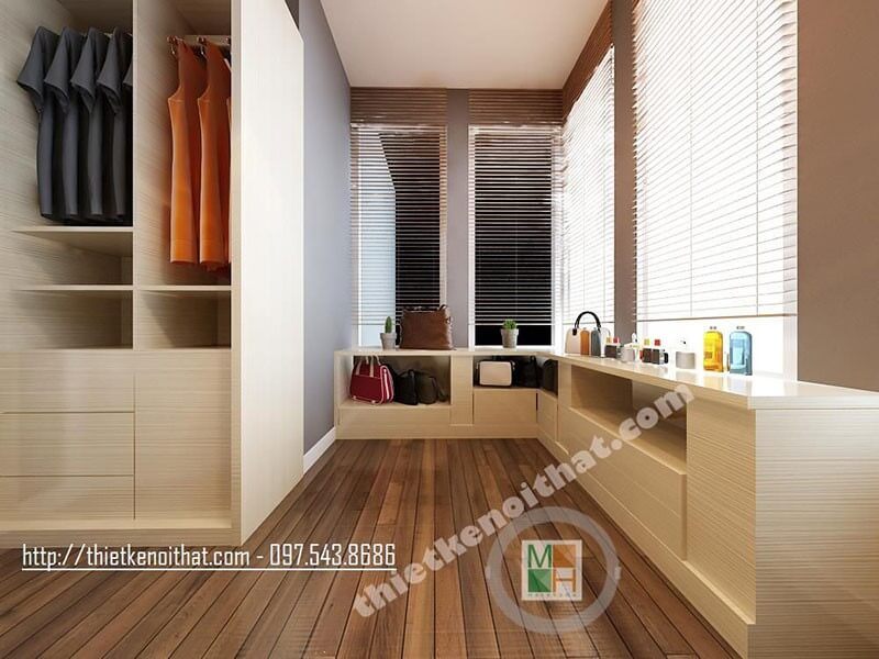 Mẫu kệ trang trí gỗ công nghiệp hiện đại, đa năng cho phòng ngủ