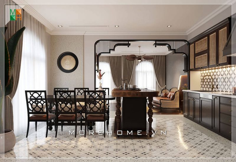 Gợi ý mẫu thiết kế phòng ăn chung cư, nhà phố, biệt thự rất ấn tượng với cách bố trí độc đáo mang lại không gian phòng ăn sang trọng.