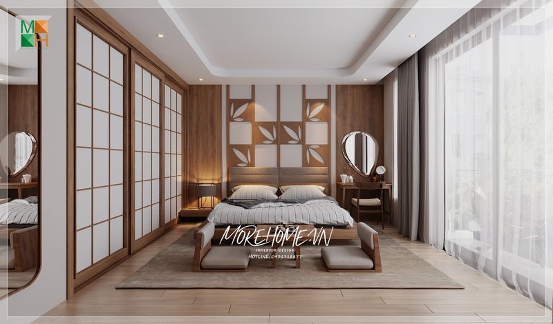 Cửa trượt kiểu nhật được làm từ những tấm gỗ chắc chắn kết hợp giấy mờ và thanh trượt giúp trượt và đẩy cửa dế dàng